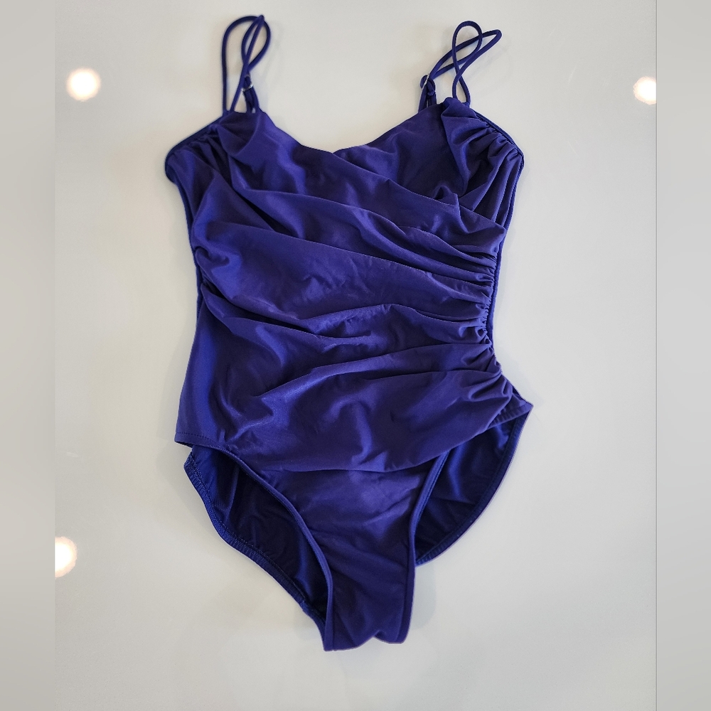 MiracleSuit MagicSuit Ruched one piece, underwire, Plus Size 14 Royal Blue